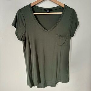 Olive Green V-Neck Women's Top